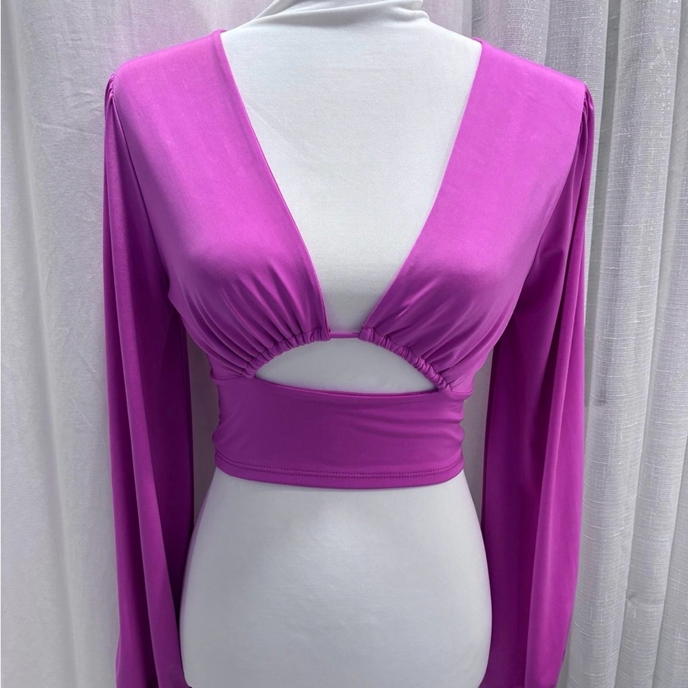 Windsor Purple/Pink Long Sleeve Cutout Top
